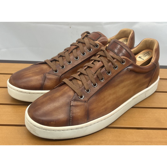 MAGNANNI Amadeo Burnished Leather Low-Top Sneakers Men\'s Shoes Size 9.5 main image 16